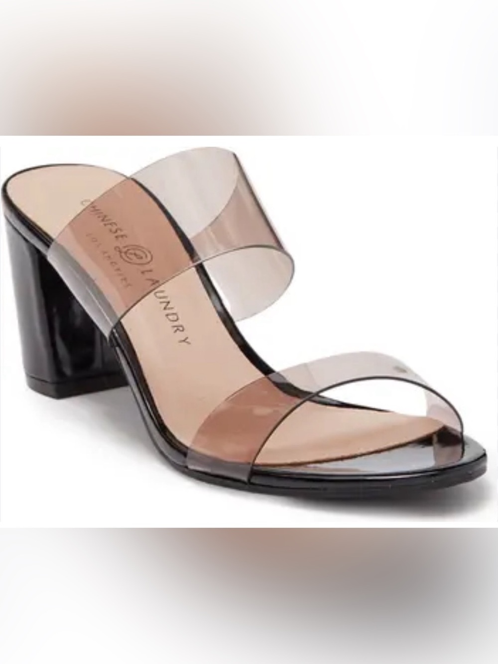 Chinese Laundry Clear Chunky Heel Slide Sandals - Picture 1 of 12